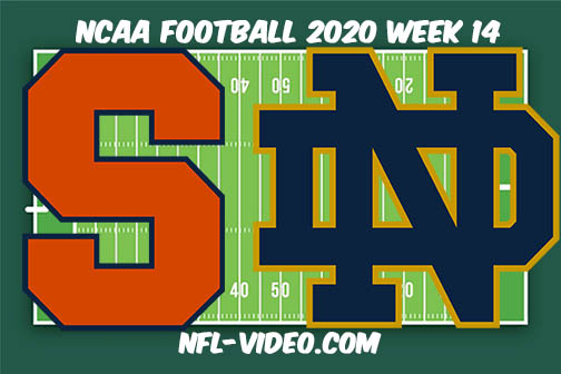 Syracuse vs Notre Dame Football Full Game & Highlights 2020 College Football Week 14