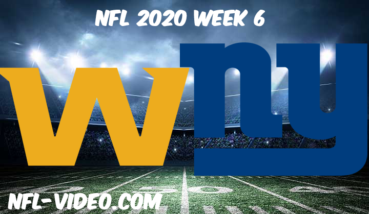 Washington Football Team vs New York Giants Full Game & Highlights NFL 2020 Week 6